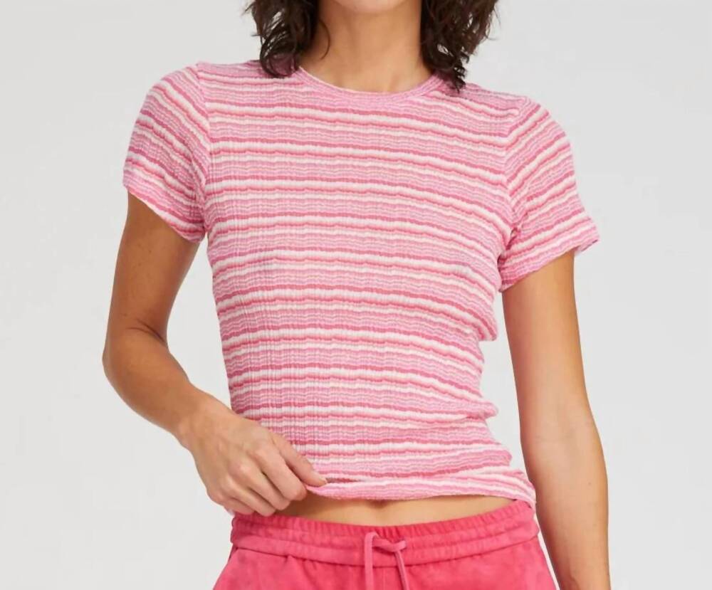 NEW SPRWMN pointelle baby tee in pink stripes